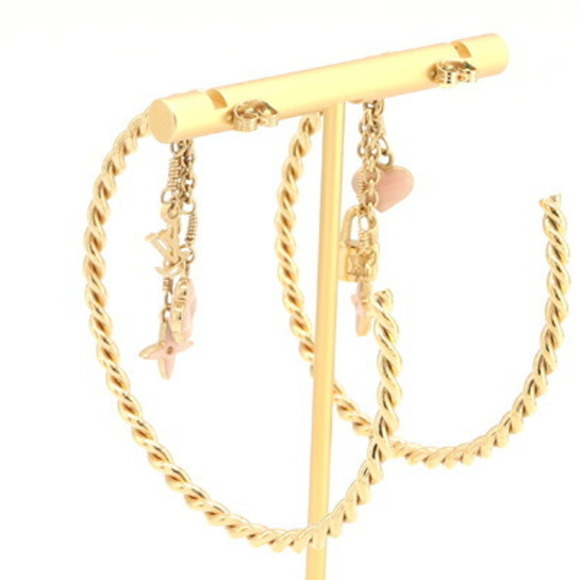 LOUIS VUITTON Earrings Creole Sweet Monogram M65749 Hoop Twist Pink Kadena Women - Picture 2 of 8